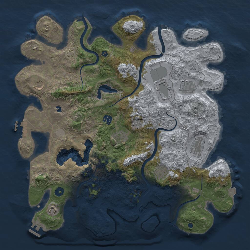 Rust Map: Procedural Map, Size: 4000, Seed: 35253525, 15 Monuments