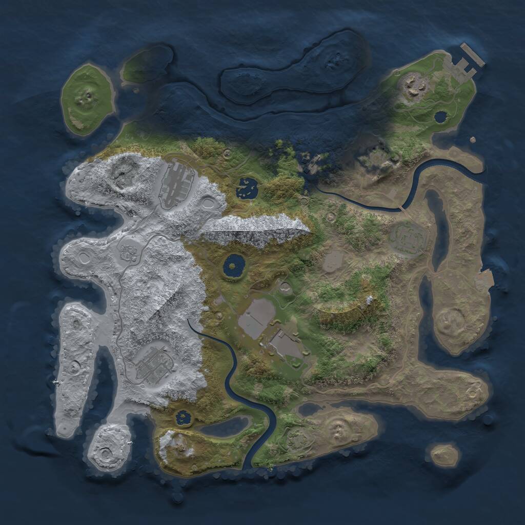 Rust Map: Procedural Map, Size: 3500, Seed: 62893272, 13 Monuments