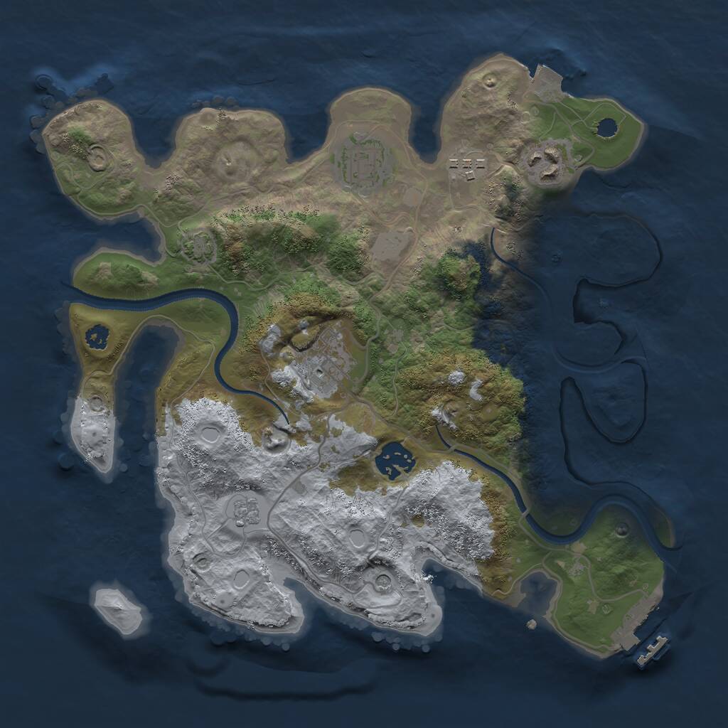 Rust Map: Procedural Map, Size: 3000, Seed: 1460, 10 Monuments