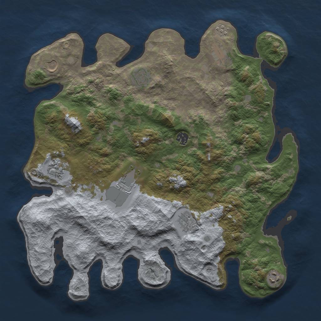 Rust Map: Barren, Size: 4000, Seed: 33443601, 12 Monuments
