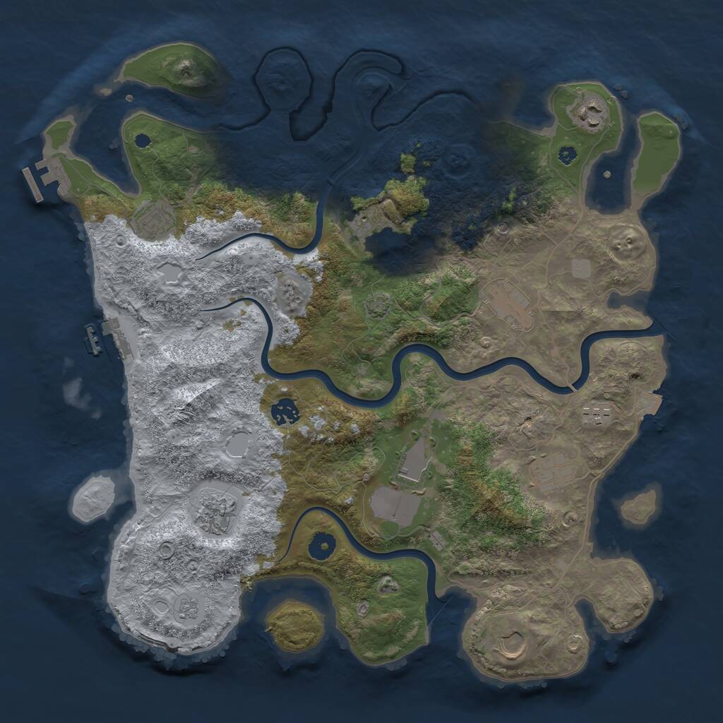 Rust Map: Procedural Map, Size: 3988, Seed: 100, 16 Monuments