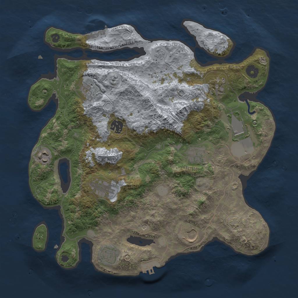 Rust Map: Procedural Map, Size: 3500, Seed: 493546299, 17 Monuments