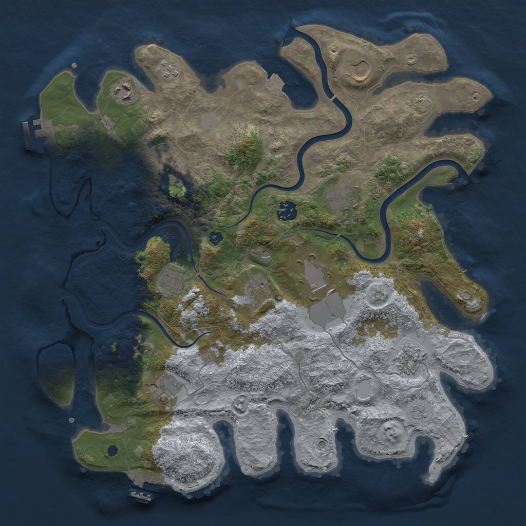 Rust Map: Procedural Map, Size: 3850, Seed: 43536732, 17 Monuments