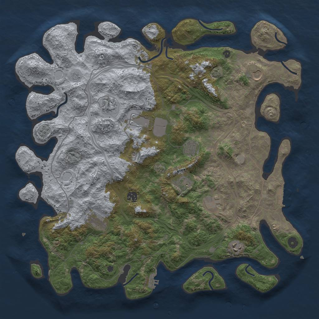 Rust Map: Procedural Map, Size: 4500, Seed: 4288921, 18 Monuments