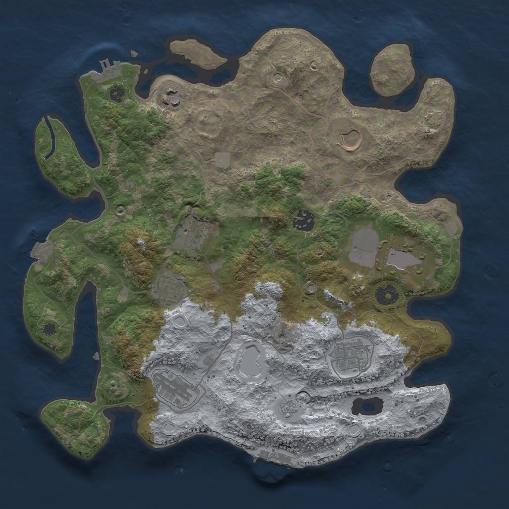Rust Map: Procedural Map, Size: 3500, Seed: 1433949780, 16 Monuments