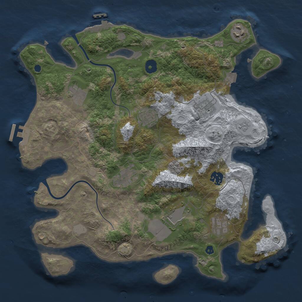 Rust Map: Procedural Map, Size: 3500, Seed: 934675683, 14 Monuments