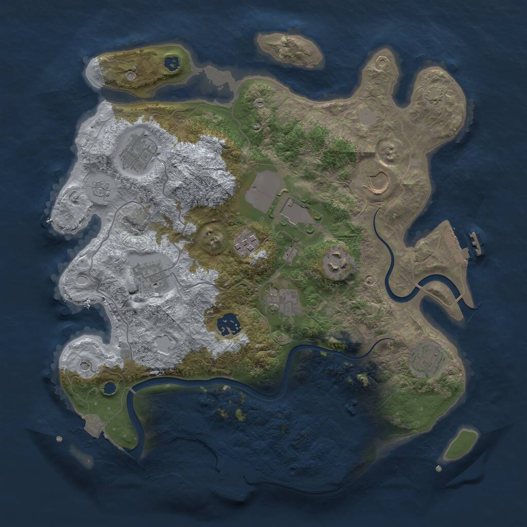 Rust Map: Procedural Map, Size: 3500, Seed: 3323, 15 Monuments
