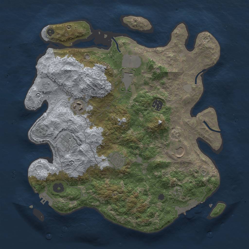 Rust Map: Procedural Map, Size: 3500, Seed: 3323, 14 Monuments