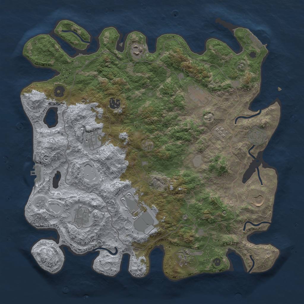 Rust Map: Procedural Map, Size: 4000, Seed: 726866966, 17 Monuments