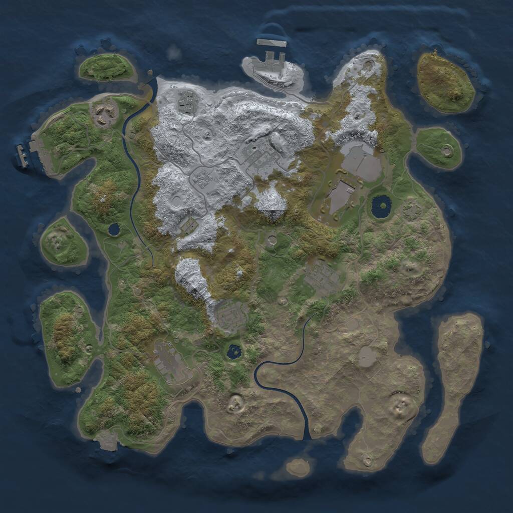Rust Map: Procedural Map, Size: 3500, Seed: 951126812, 13 Monuments