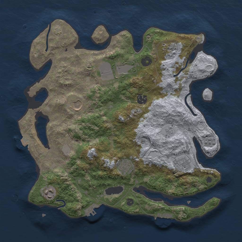 Rust Map: Procedural Map, Size: 3500, Seed: 675435, 16 Monuments