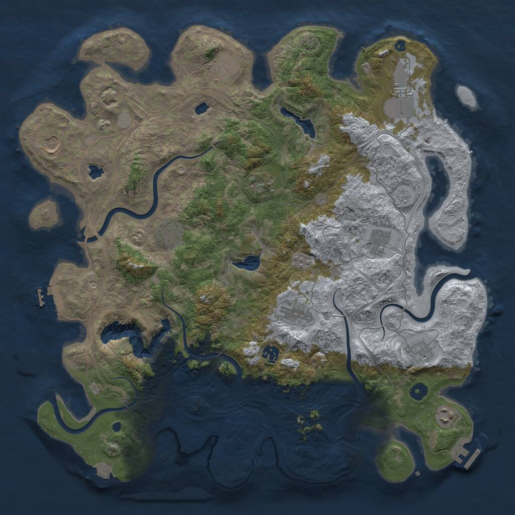 Rust Map: Procedural Map, Size: 4500, Seed: 52654, 17 Monuments