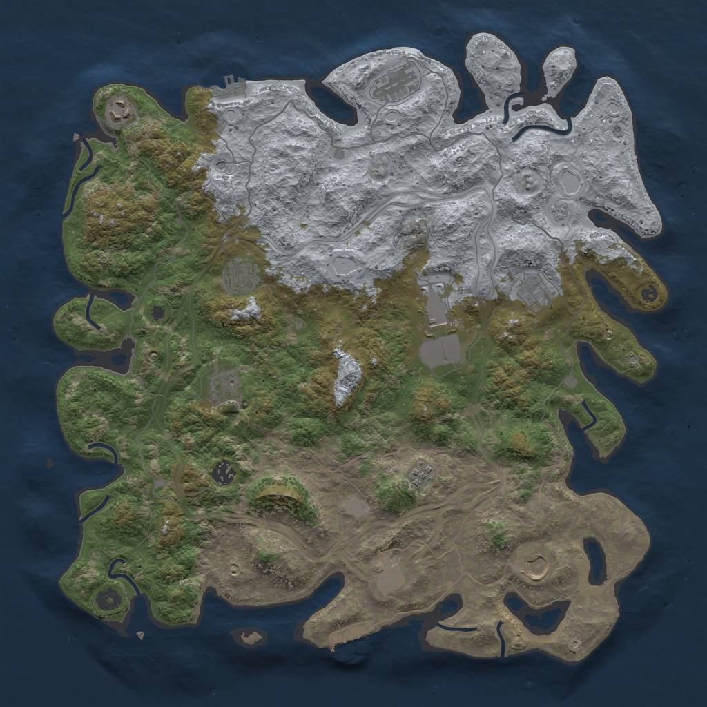 Rust Map: Procedural Map, Size: 4500, Seed: 74598297, 17 Monuments