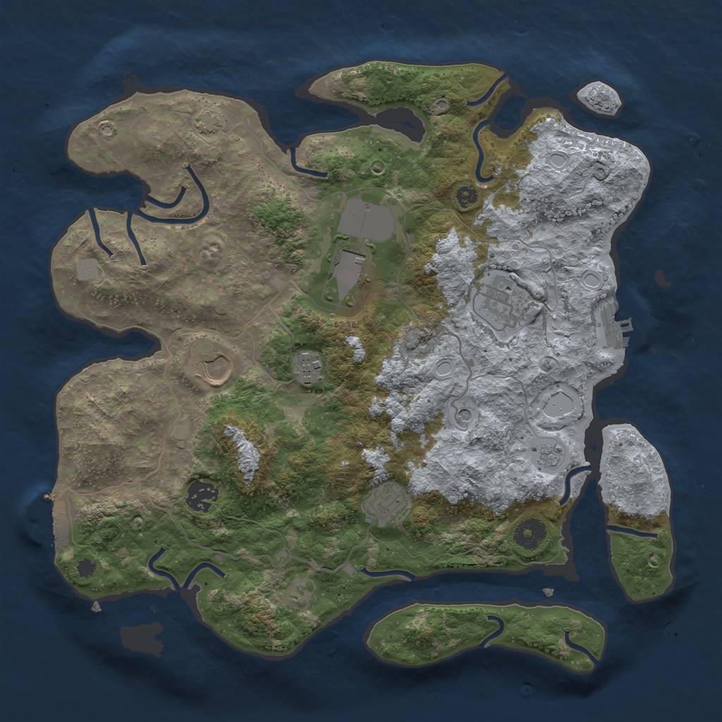 Rust Map: Procedural Map, Size: 3500, Seed: 1301537202, 13 Monuments
