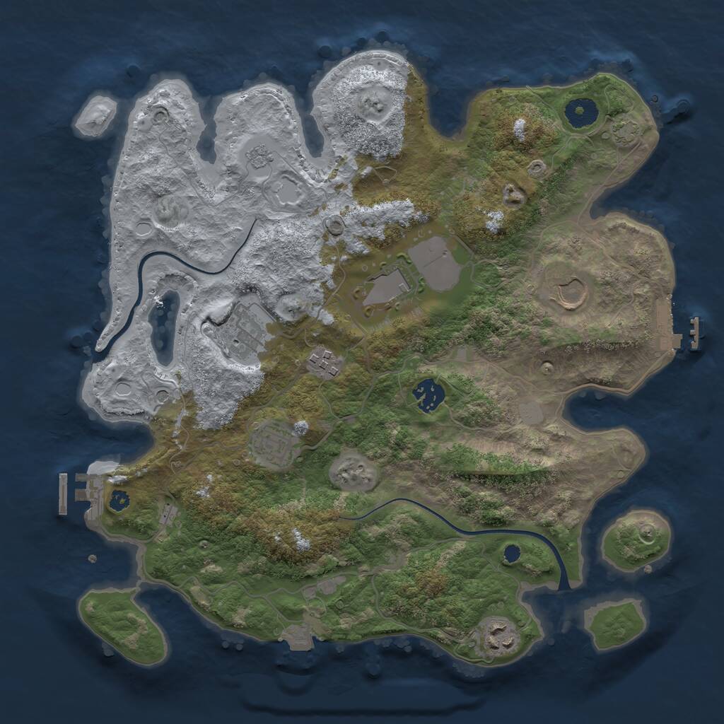Rust Map: Procedural Map, Size: 3500, Seed: 1125974918, 13 Monuments