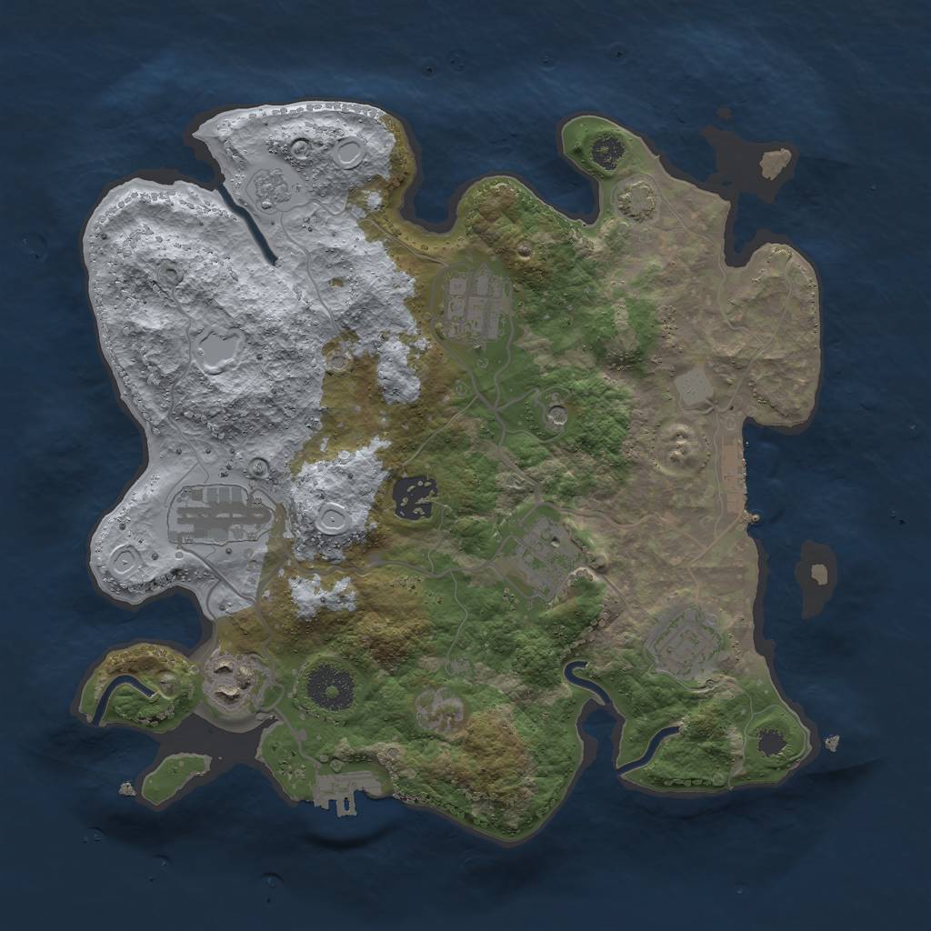 Rust Map: Procedural Map, Size: 3000, Seed: 758335309, 14 Monuments