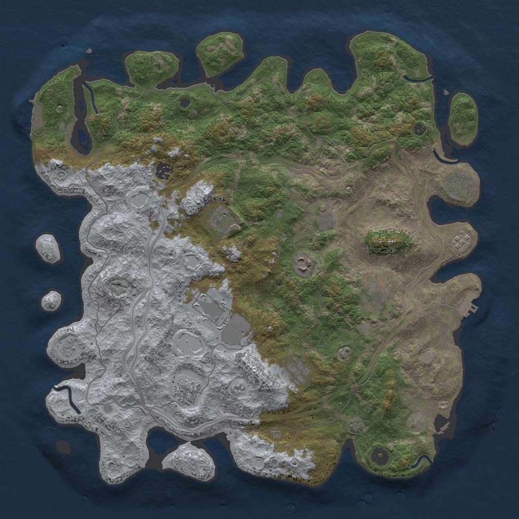 Rust Map: Procedural Map, Size: 4500, Seed: 1909091557, 17 Monuments