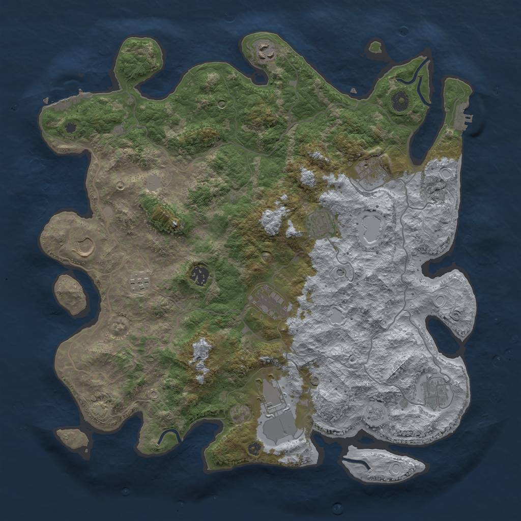Rust Map: Procedural Map, Size: 4150, Seed: 1563875401, 17 Monuments