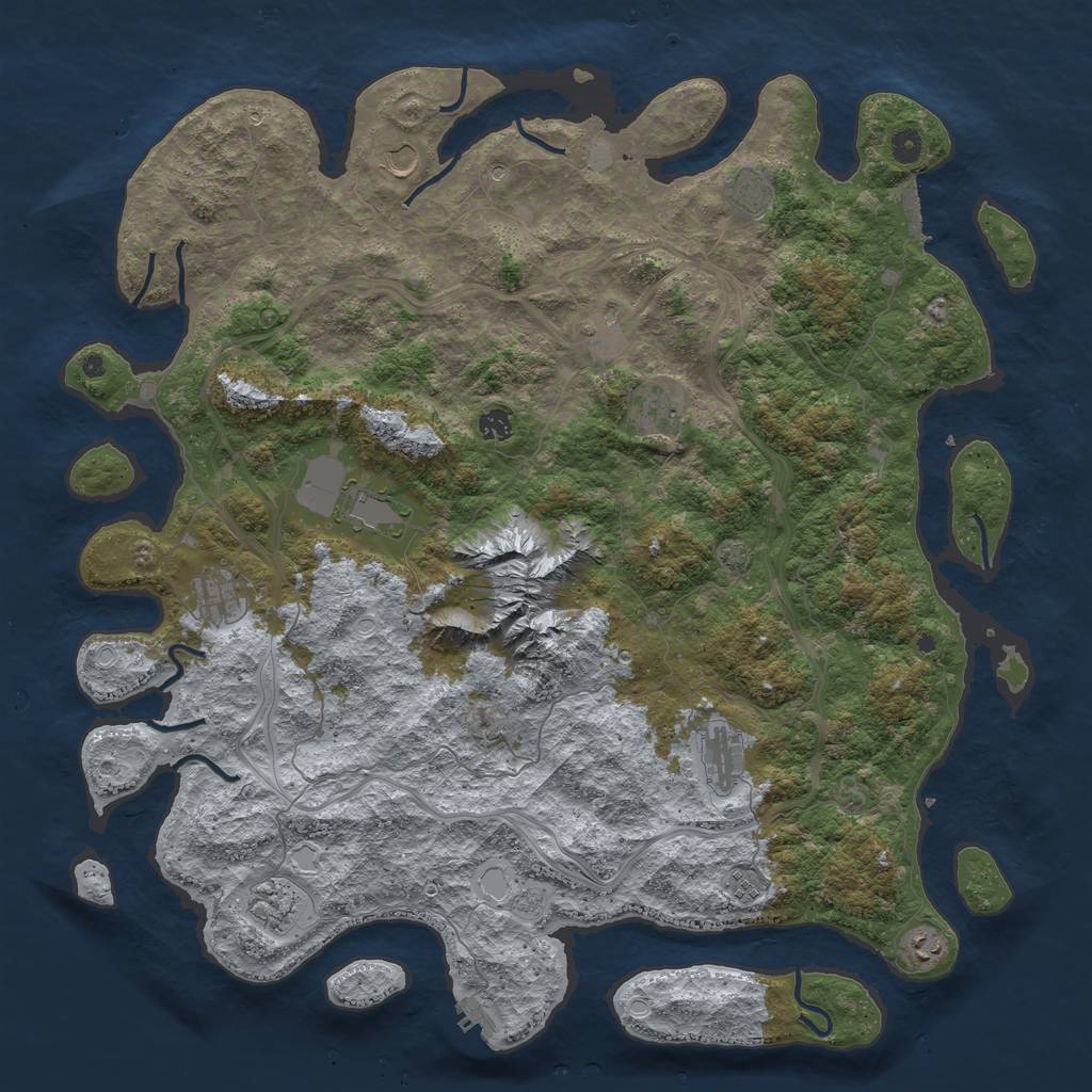 Rust Map: Procedural Map, Size: 5000, Seed: 666444555, 19 Monuments
