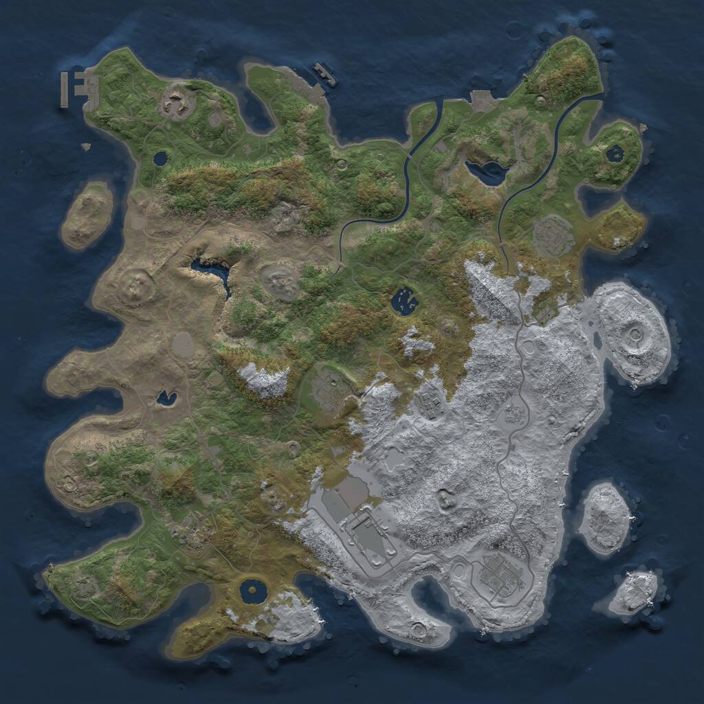 Rust Map: Procedural Map, Size: 4000, Seed: 3918, 14 Monuments