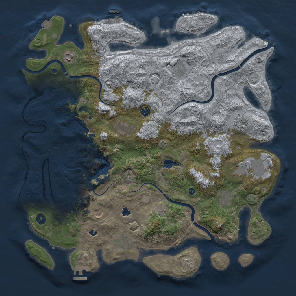 Rust Map: Procedural Map, Size: 4500, Seed: 2054469281, 16 Monuments
