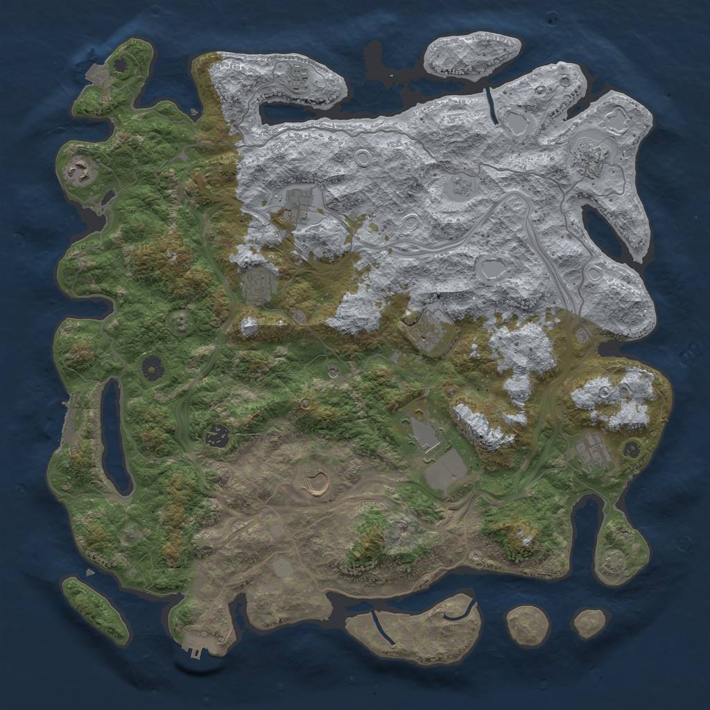 Rust Map: Procedural Map, Size: 4500, Seed: 2054469281, 18 Monuments