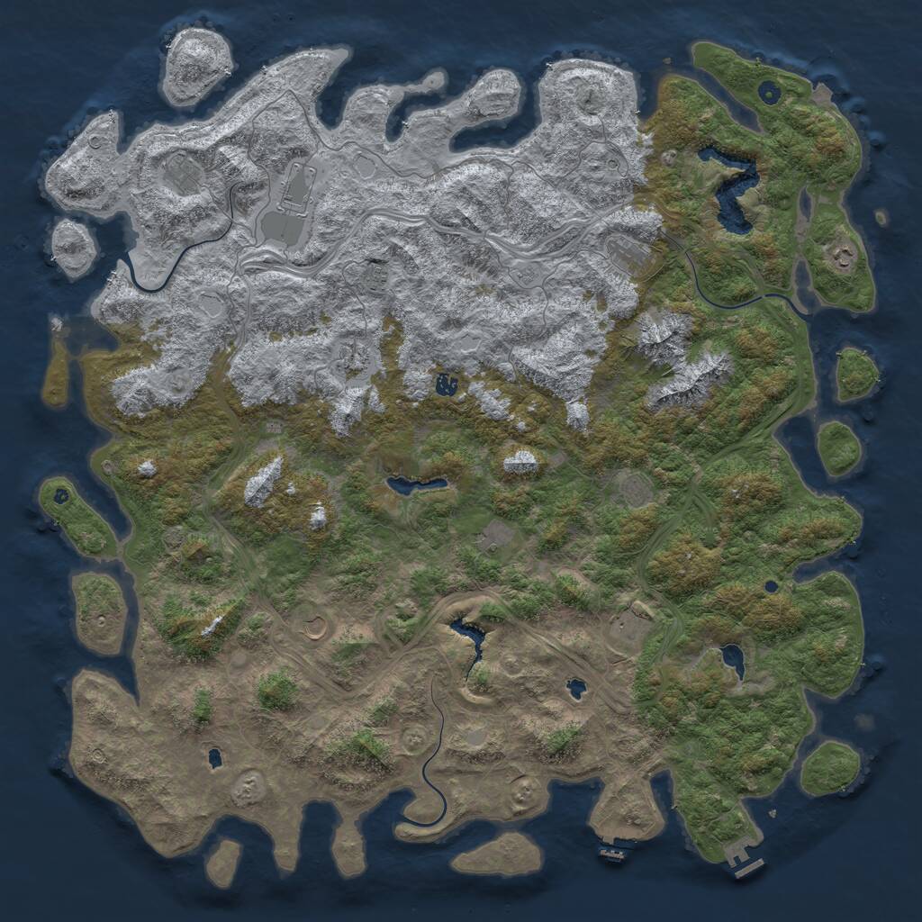 Rust Map: Procedural Map, Size: 6000, Seed: 905626694, 17 Monuments