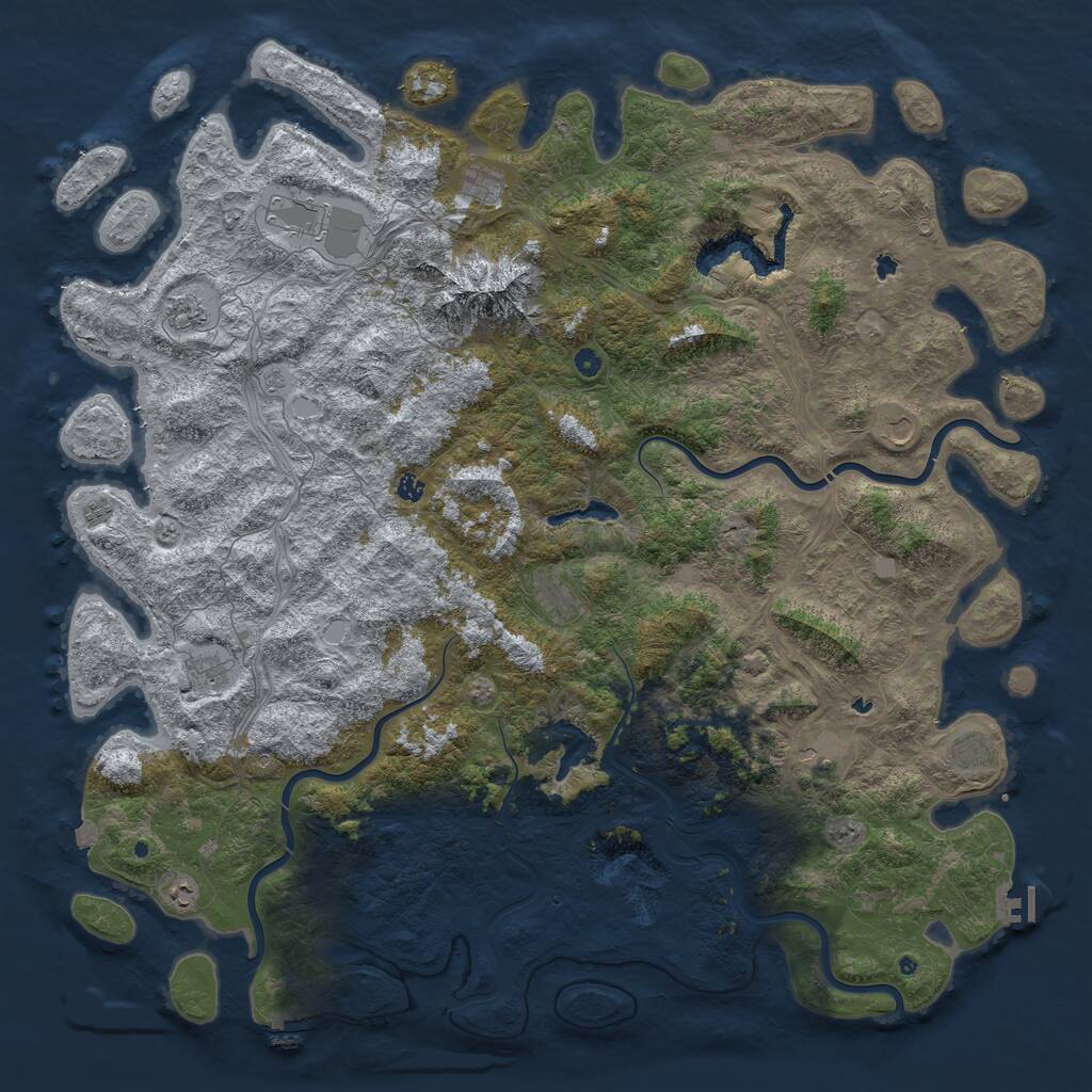 Rust Map: Procedural Map, Size: 6000, Seed: 64854252, 17 Monuments