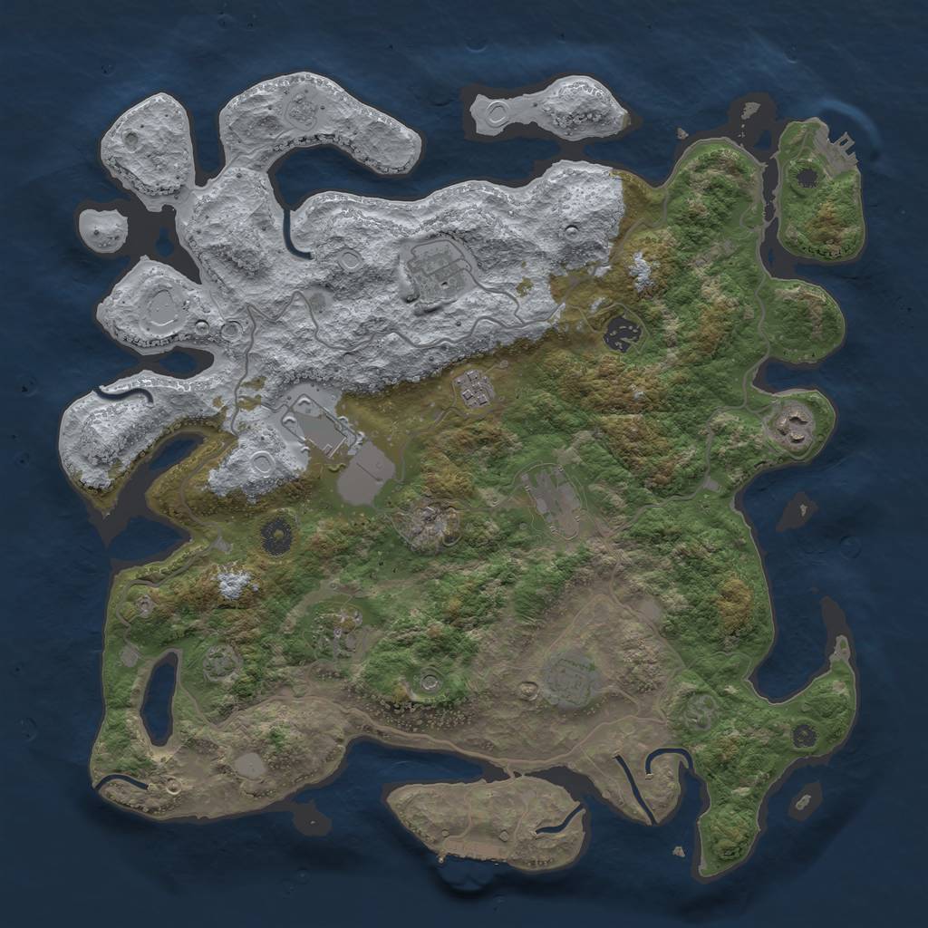 Rust Map: Procedural Map, Size: 4000, Seed: 600014751, 16 Monuments