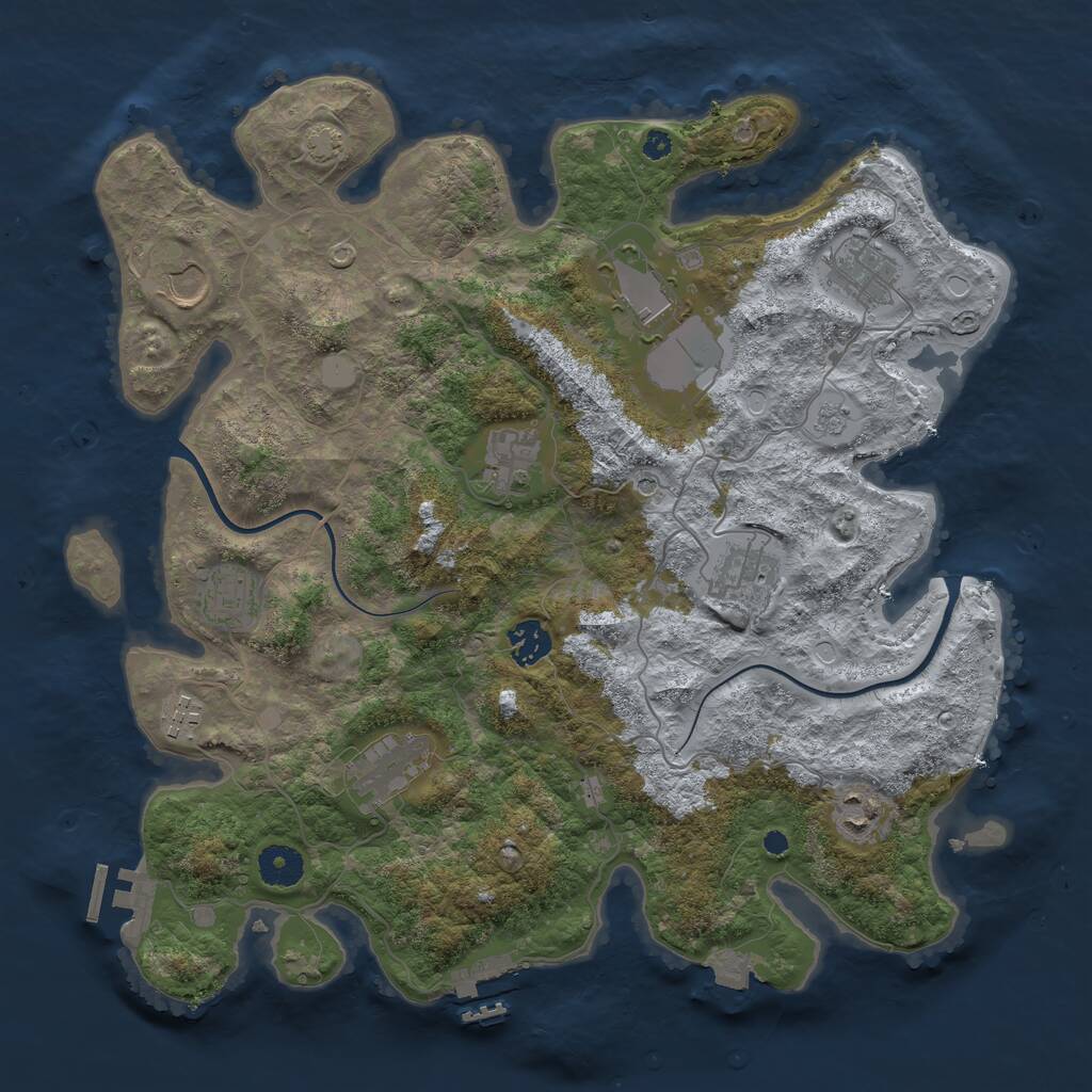 Rust Map: Procedural Map, Size: 3750, Seed: 2012806400, 16 Monuments