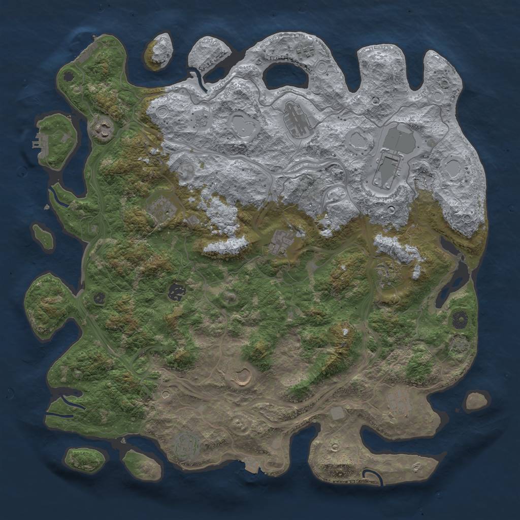 Rust Map: Procedural Map, Size: 4500, Seed: 858585182, 19 Monuments