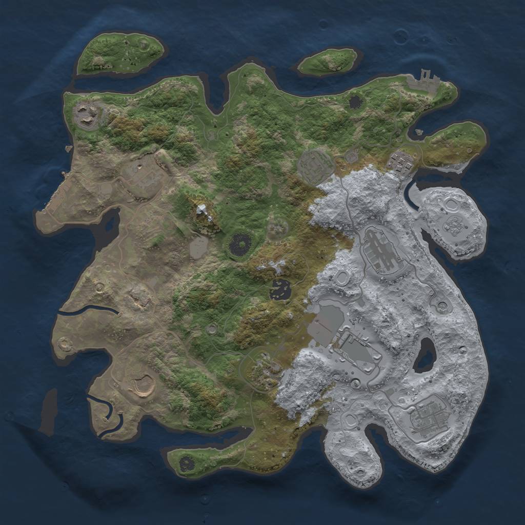 Rust Map: Procedural Map, Size: 3500, Seed: 126218530, 17 Monuments