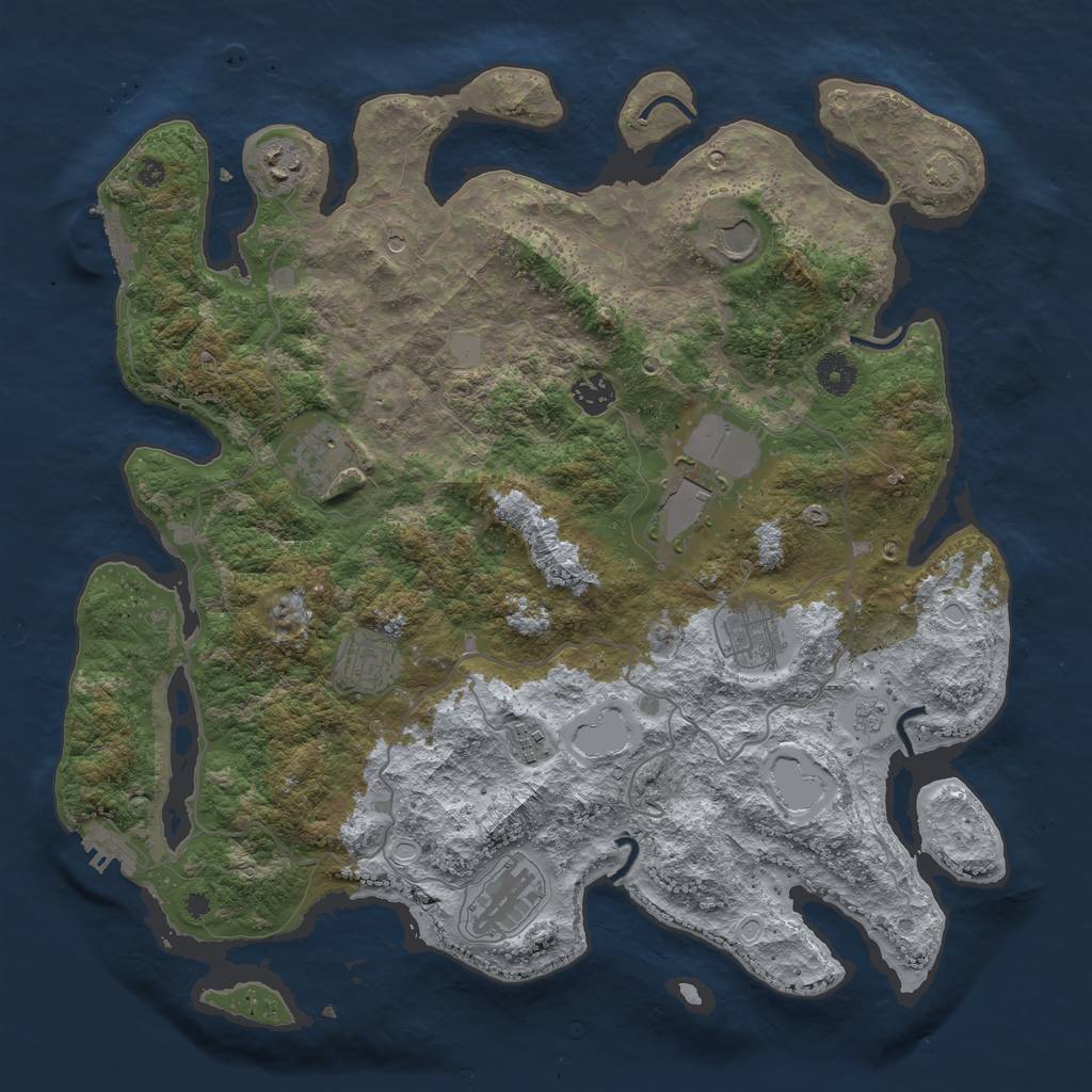 Rust Map: Procedural Map, Size: 4000, Seed: 5478459, 17 Monuments