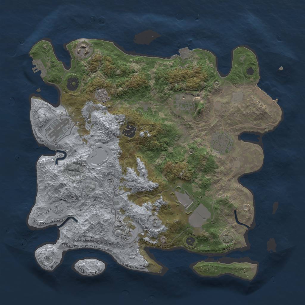 Rust Map: Procedural Map, Size: 3500, Seed: 117872788, 16 Monuments