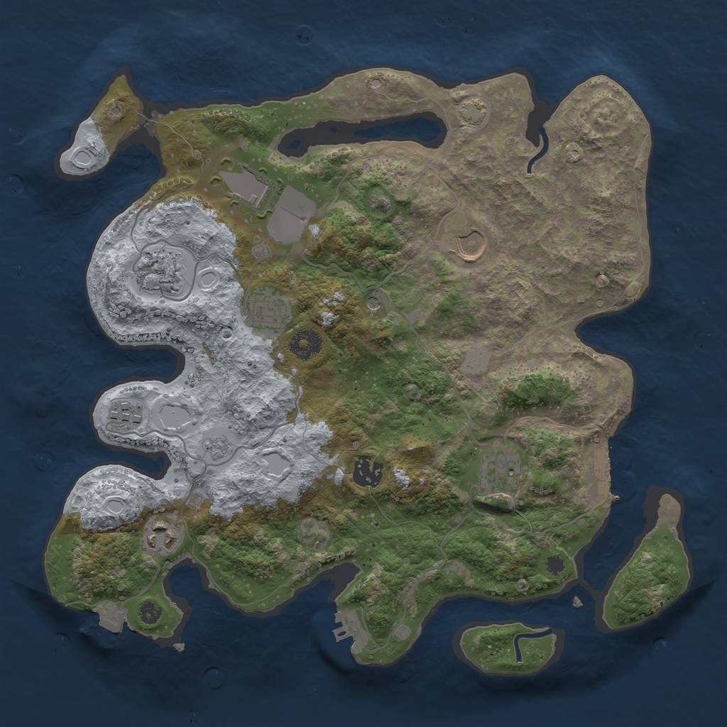 Rust Map: Procedural Map, Size: 3500, Seed: 684651, 16 Monuments