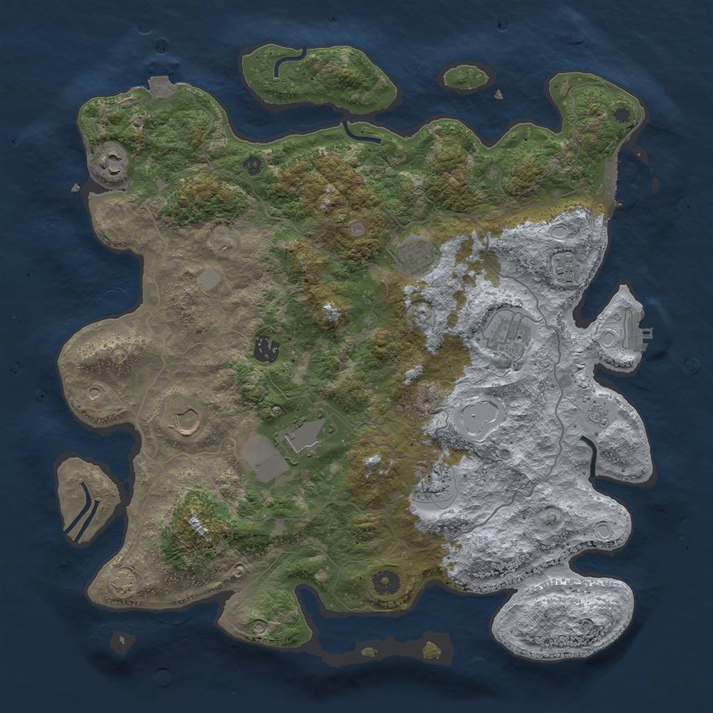 Rust Map: Procedural Map, Size: 4000, Seed: 18273123, 16 Monuments