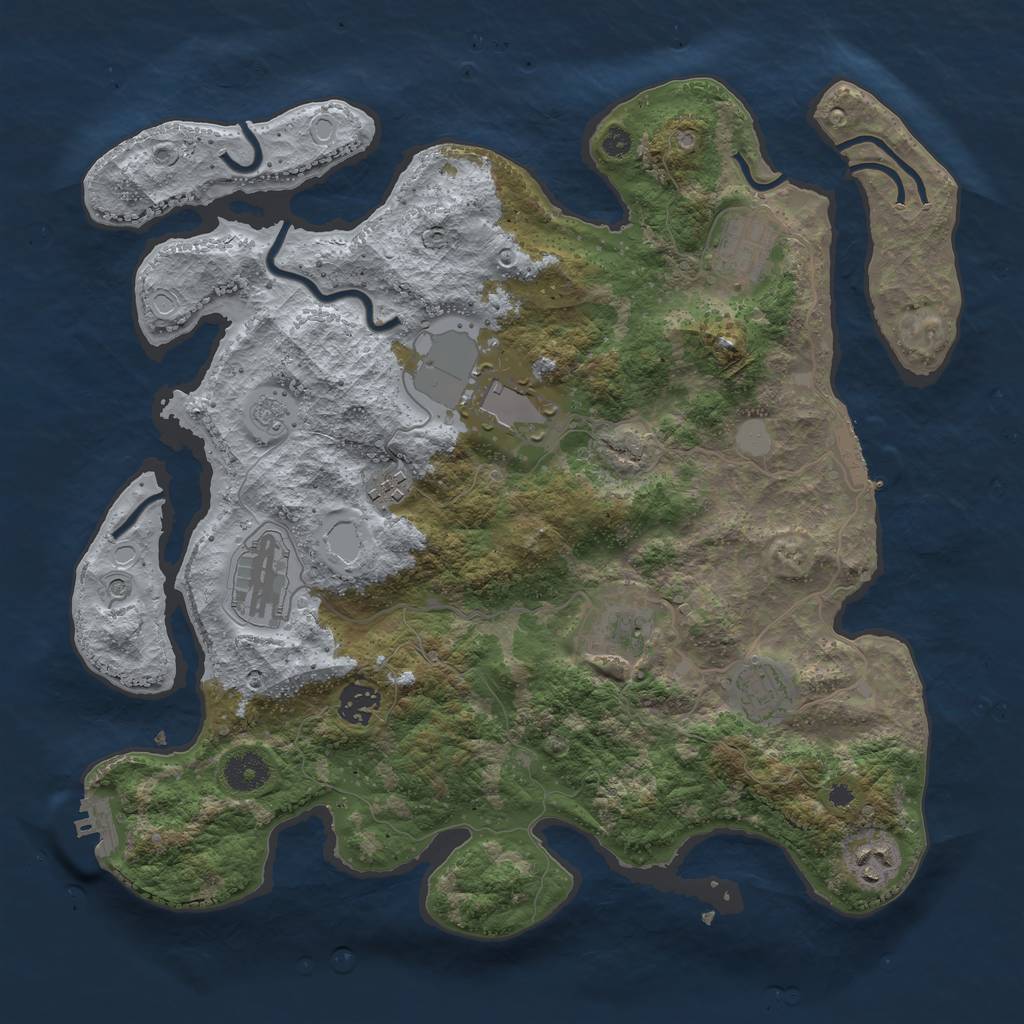 Rust Map: Procedural Map, Size: 3700, Seed: 1697498574, 15 Monuments