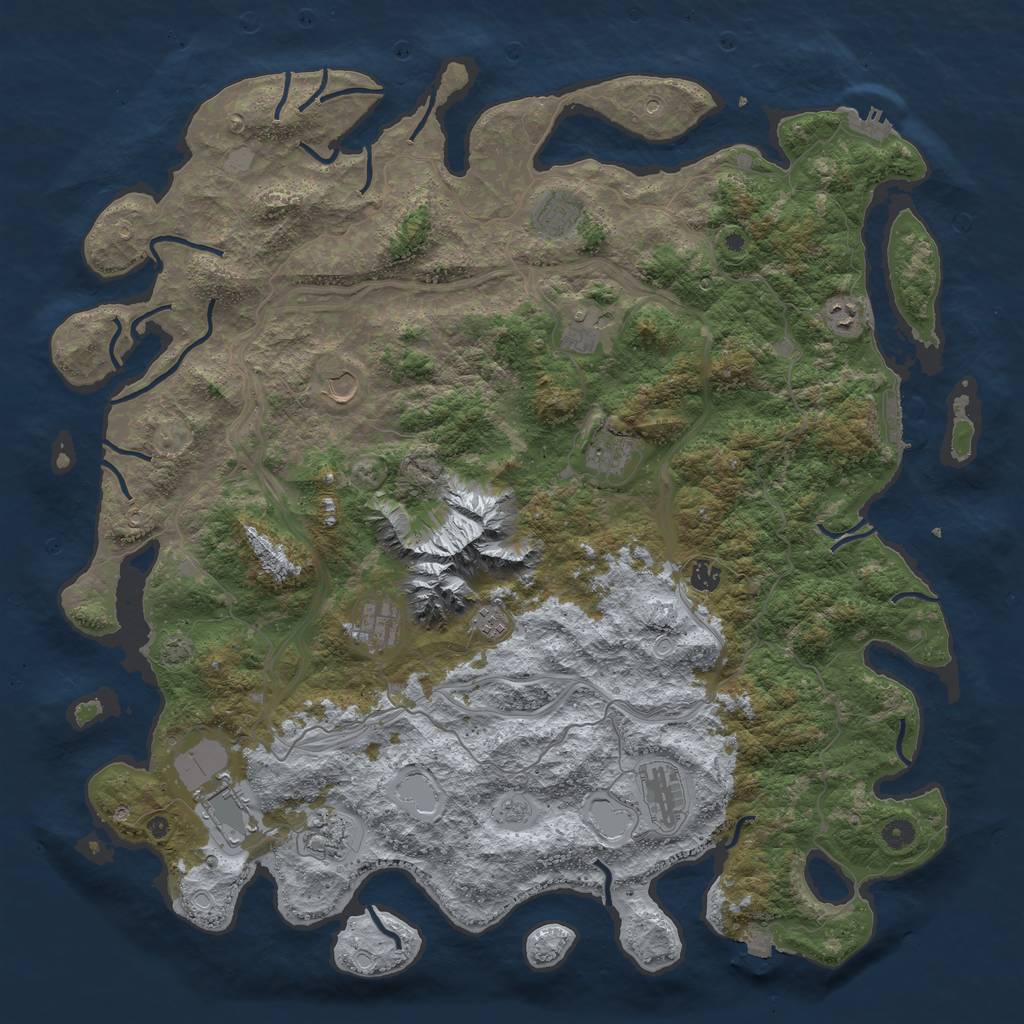 Rust Map: Procedural Map, Size: 5000, Seed: 279121678, 19 Monuments