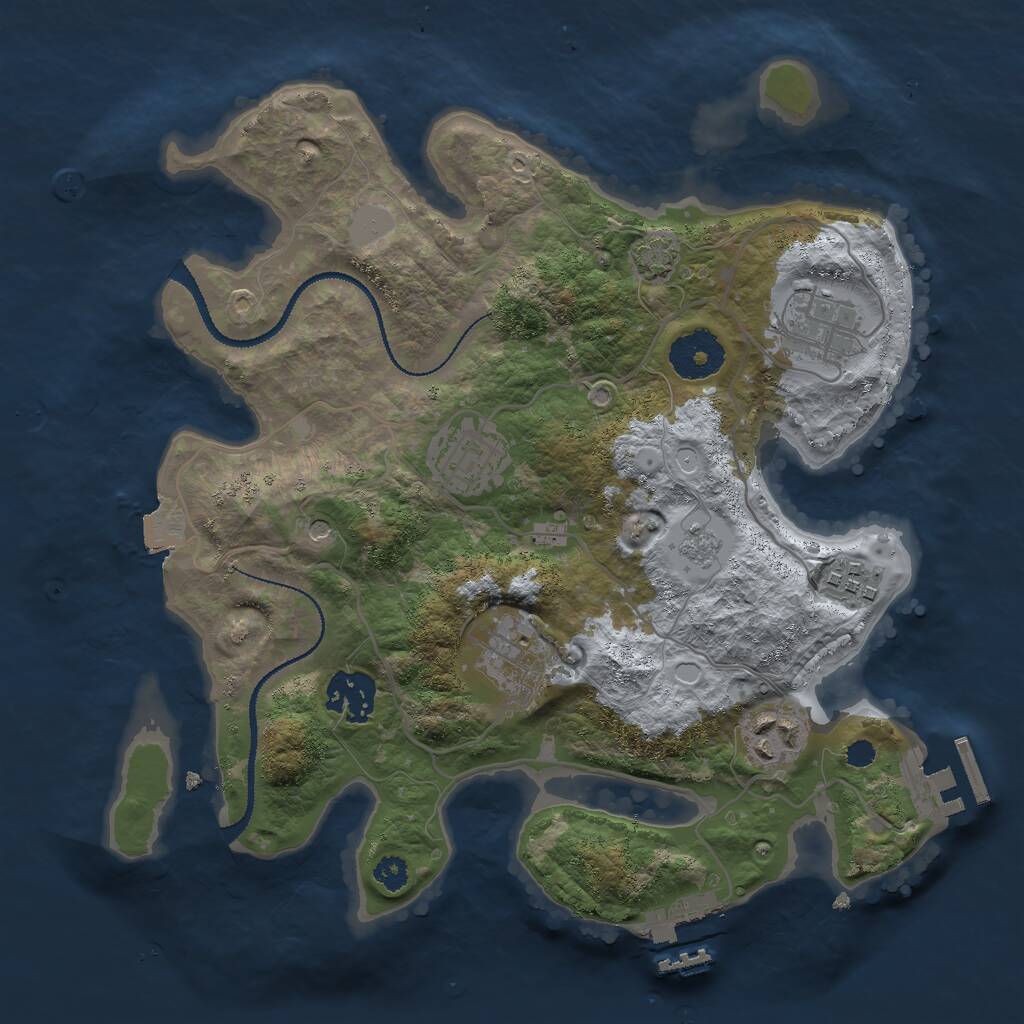 Rust Map: Procedural Map, Size: 3000, Seed: 67477, 12 Monuments
