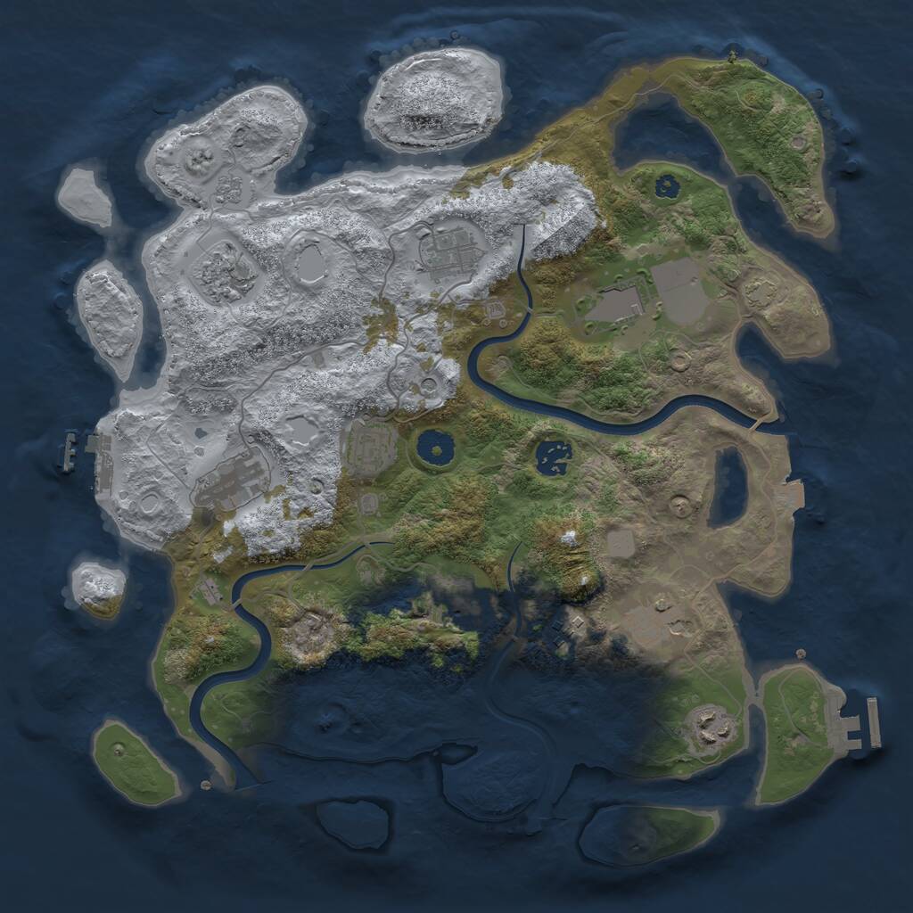 Rust Map: Procedural Map, Size: 3700, Seed: 4151, 16 Monuments