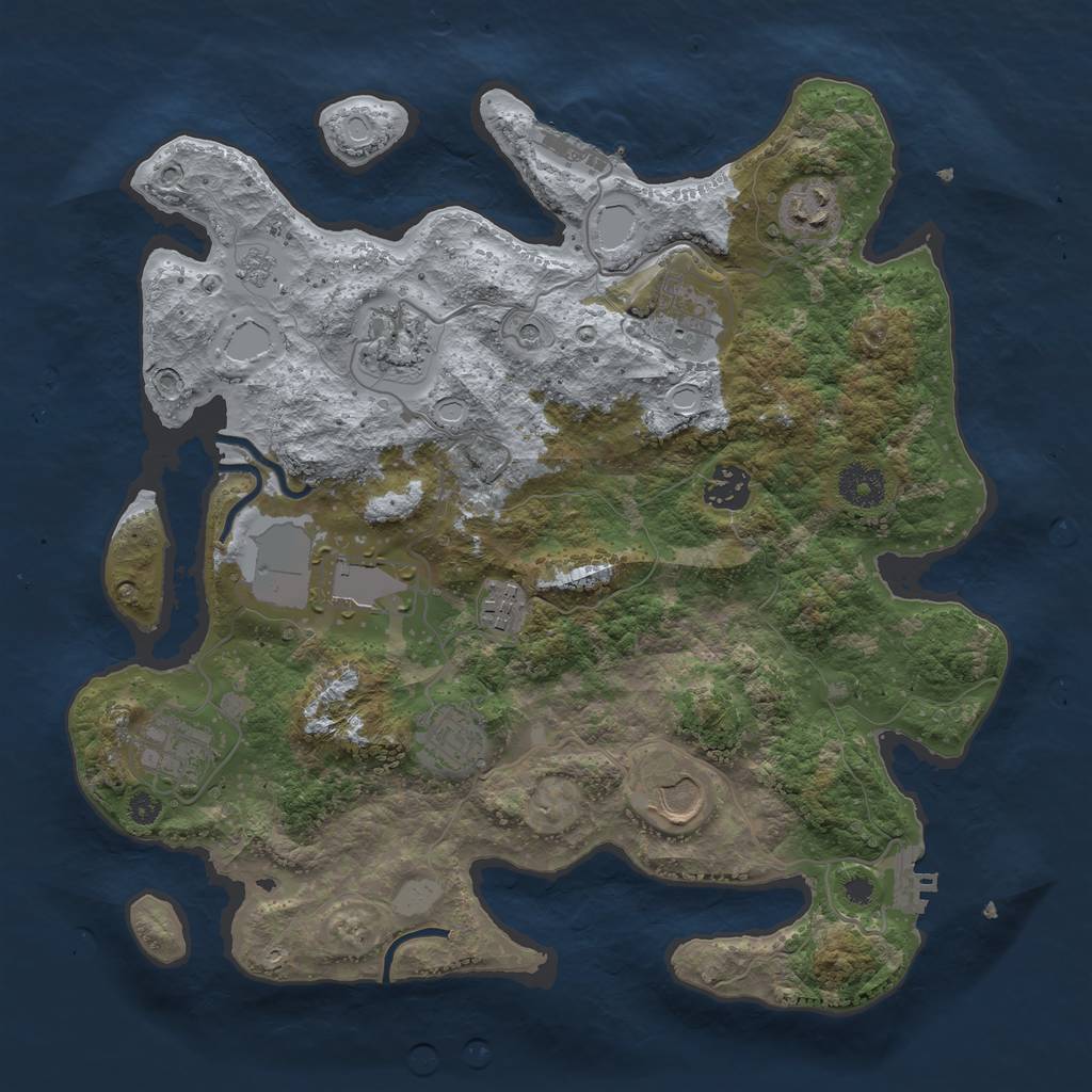 Rust Map: Procedural Map, Size: 3500, Seed: 419175369, 16 Monuments