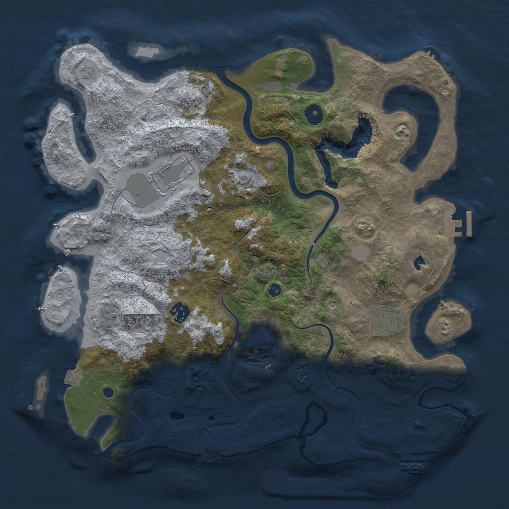 Rust Map: Procedural Map, Size: 4000, Seed: 101010101, 11 Monuments