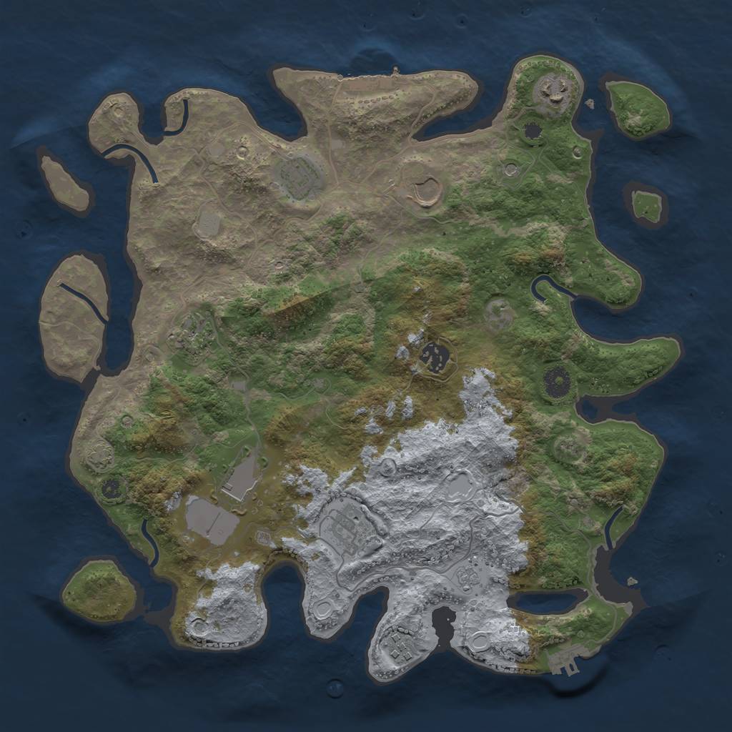 Rust Map: Procedural Map, Size: 3750, Seed: 215761519, 16 Monuments