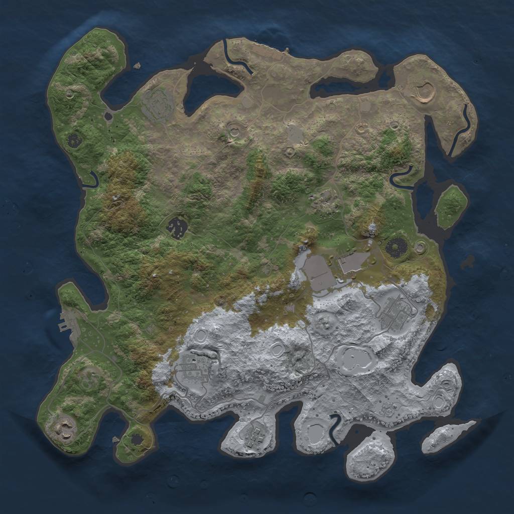 Rust Map: Procedural Map, Size: 3750, Seed: 525417040, 16 Monuments