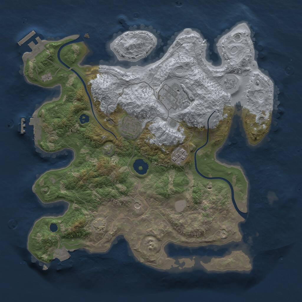 Rust Map: Procedural Map, Size: 3000, Seed: 45351, 9 Monuments