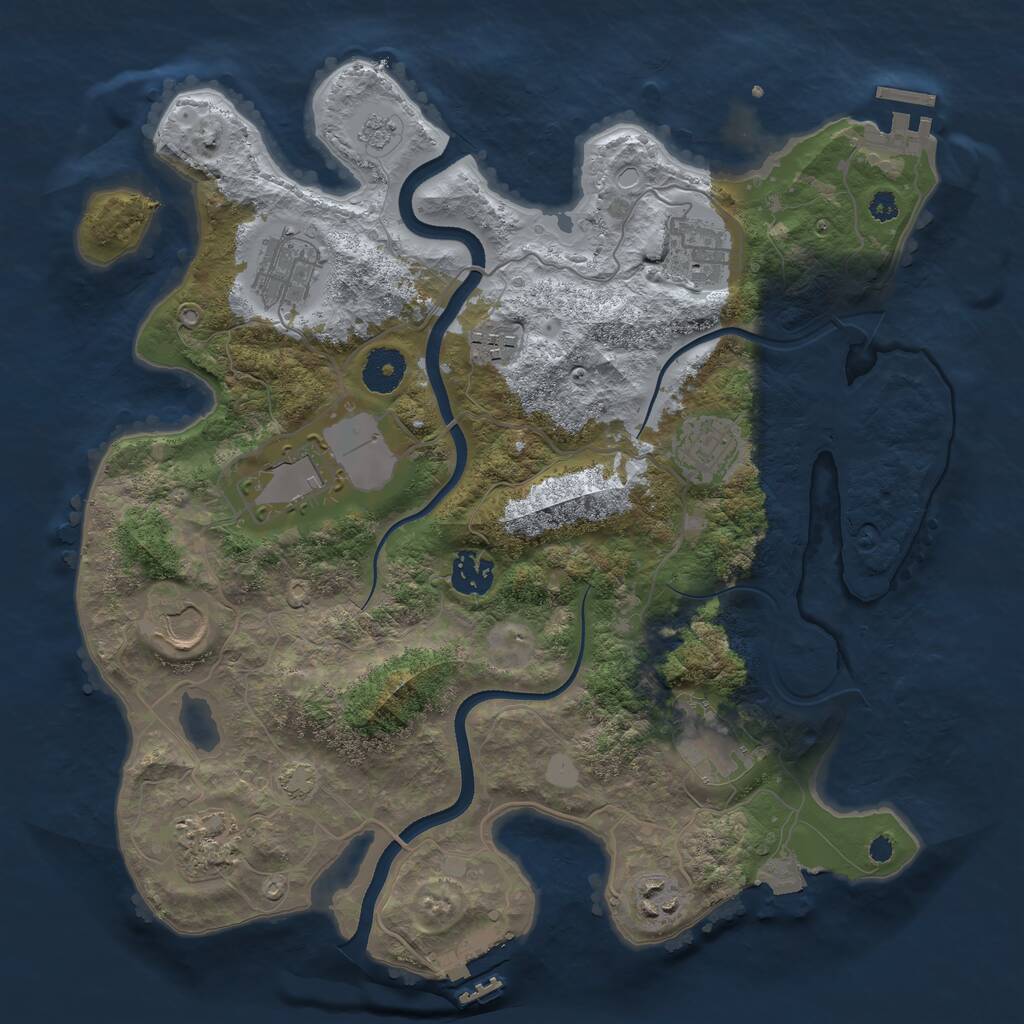 Rust Map: Procedural Map, Size: 3500, Seed: 1281046291, 15 Monuments