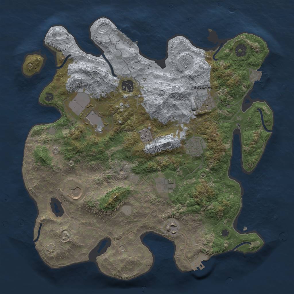 Rust Map: Procedural Map, Size: 3500, Seed: 1281046291, 16 Monuments