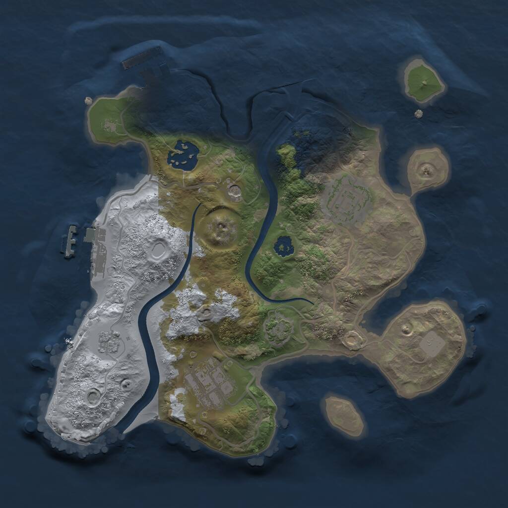 Rust Map: Procedural Map, Size: 2500, Seed: 1218988119, 9 Monuments