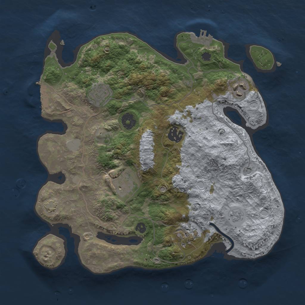 Rust Map: Procedural Map, Size: 3000, Seed: 20230314, 13 Monuments