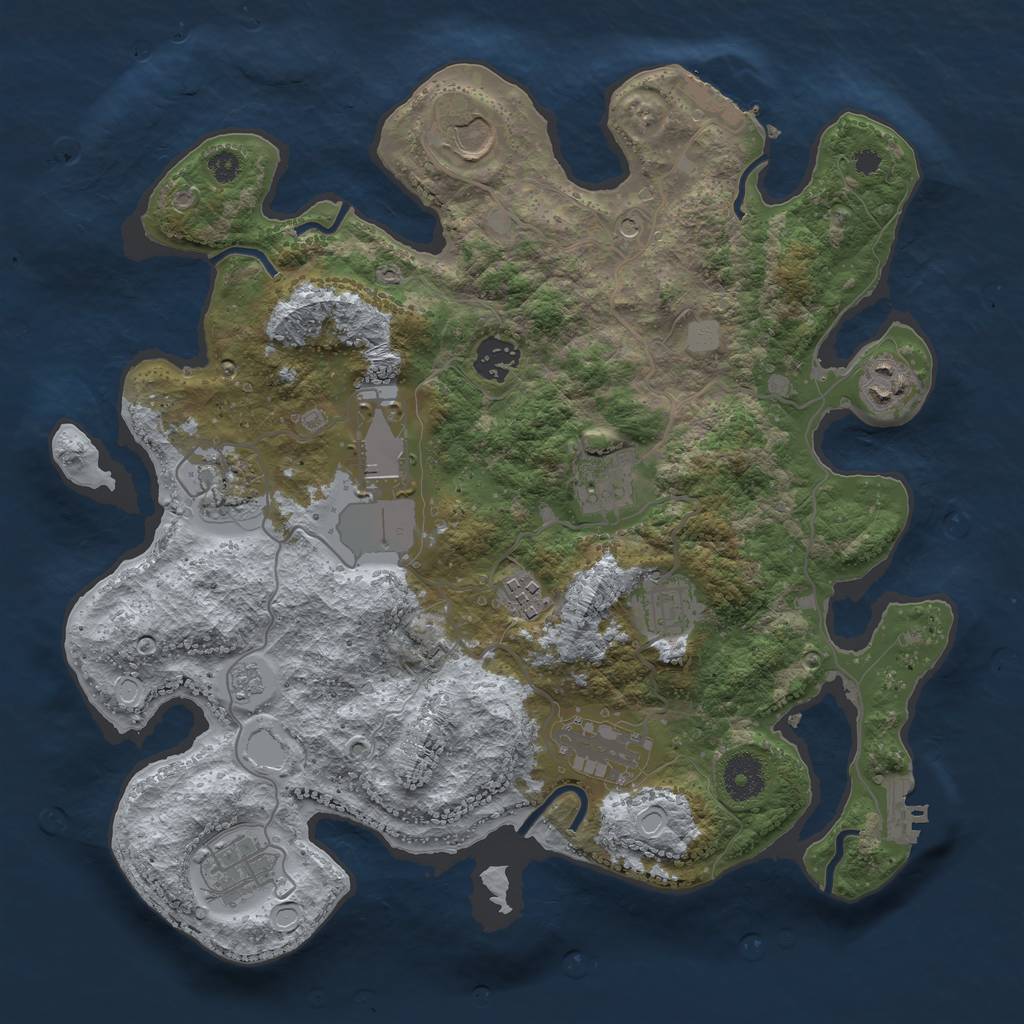 Rust Map: Procedural Map, Size: 3500, Seed: 1607035207, 17 Monuments